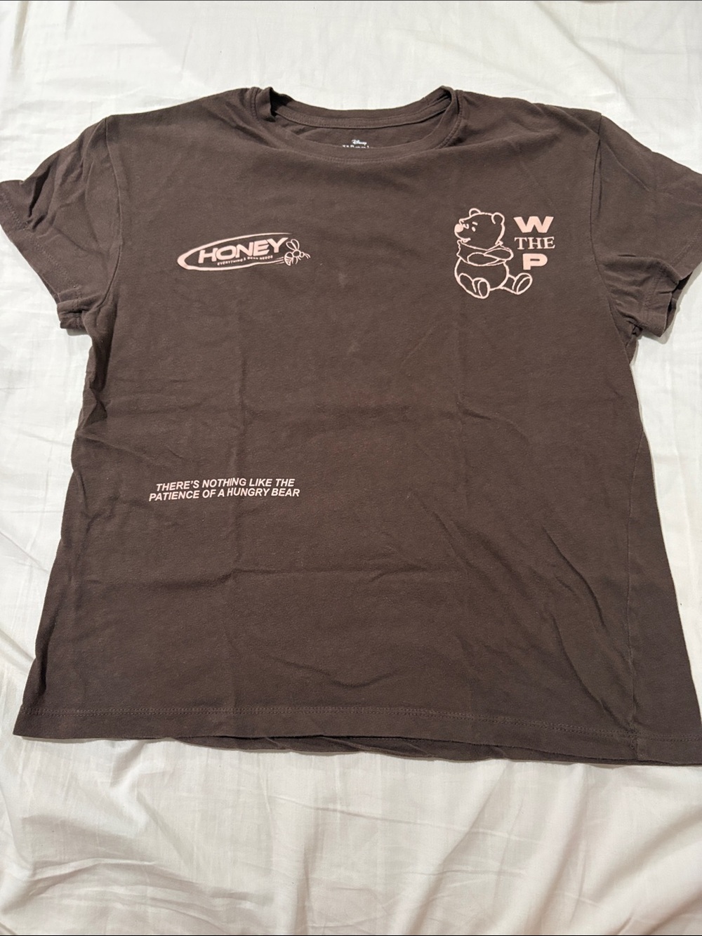 Disney Winnie the Pooh Brown Tee with White Print